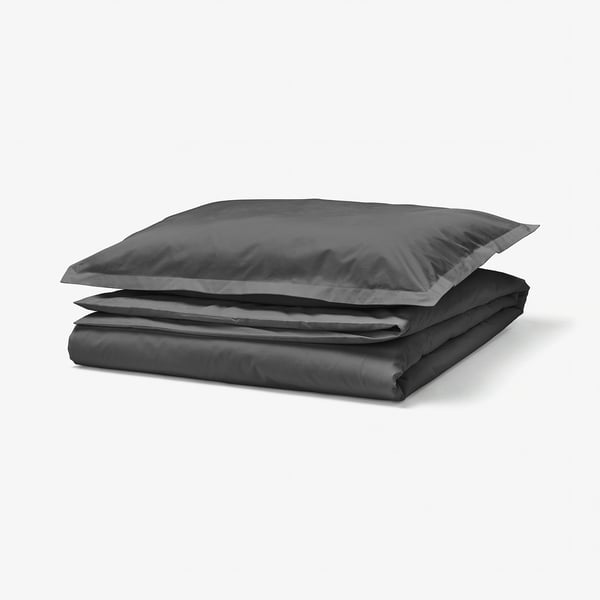 HAMPFLOCKEL Funda nórdica +funda(s) de almohada, gris oscuro, Individual