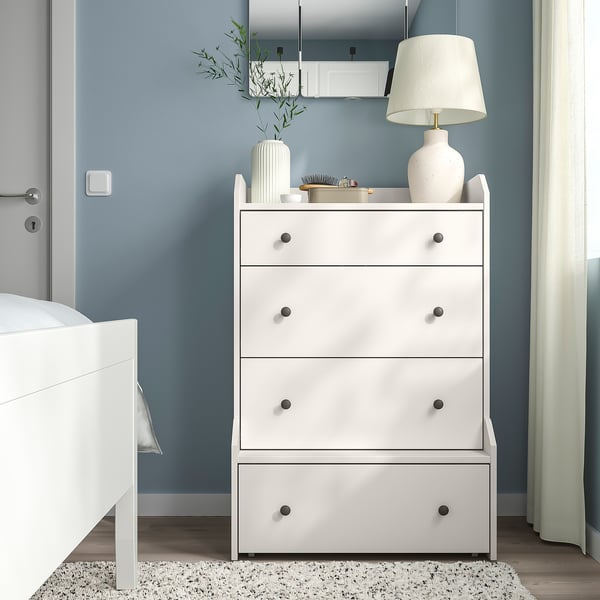 HAUGA Cómoda de 4 cajones, blanco, 70x104 cm