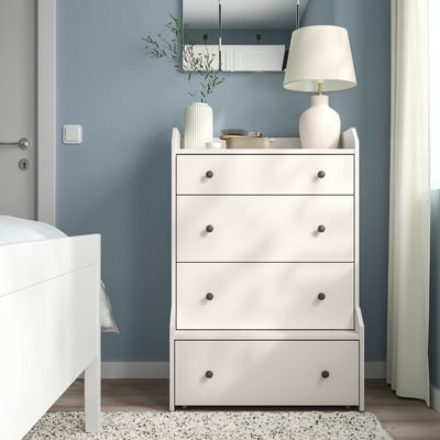HAUGA Cómoda de 4 cajones, blanco, 70x104 cm