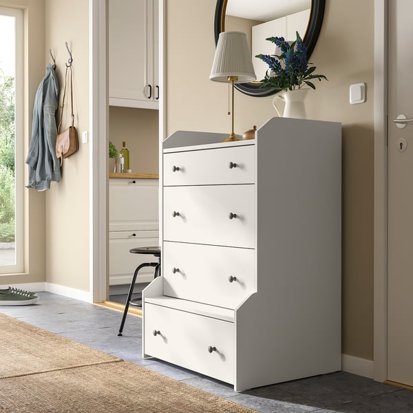 HAUGA Cómoda de 4 cajones, blanco, 70x104 cm