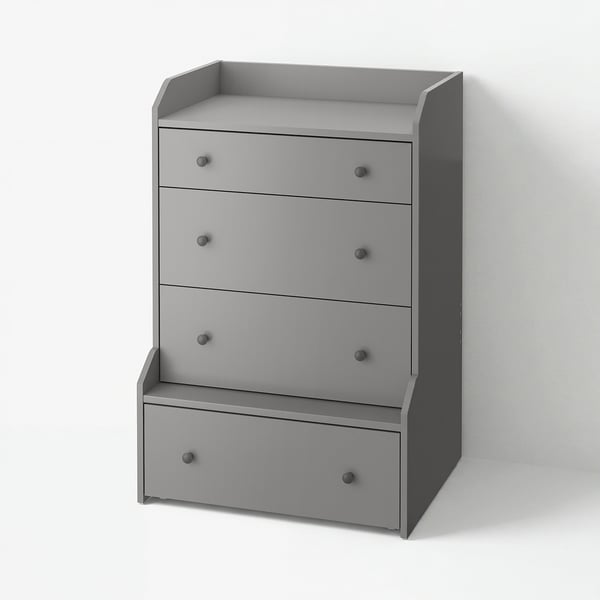 HAUGA Cómoda de 4 cajones, gris, 70x104 cm