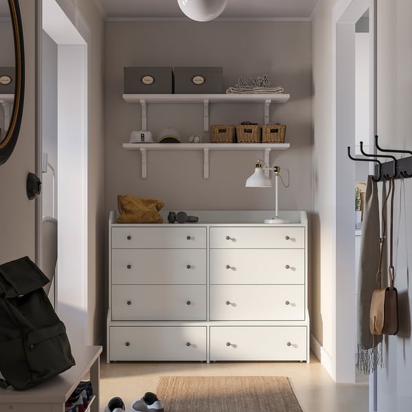 HAUGA Cómoda de 8 cajones, blanco, 138x104 cm