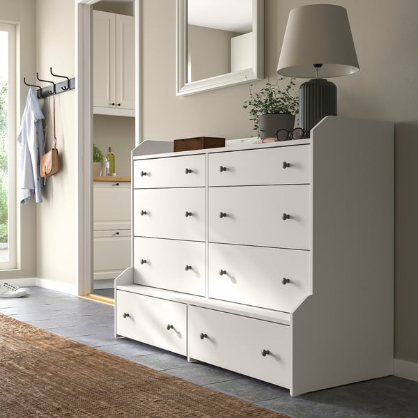 HAUGA Cómoda de 8 cajones, blanco, 138x104 cm