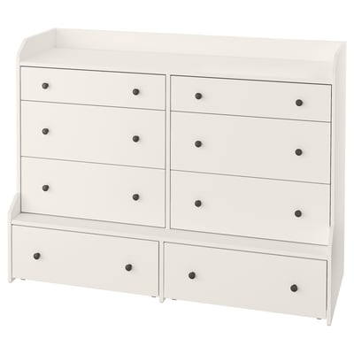 HAUGA Cómoda de 8 cajones, blanco, 138x104 cm