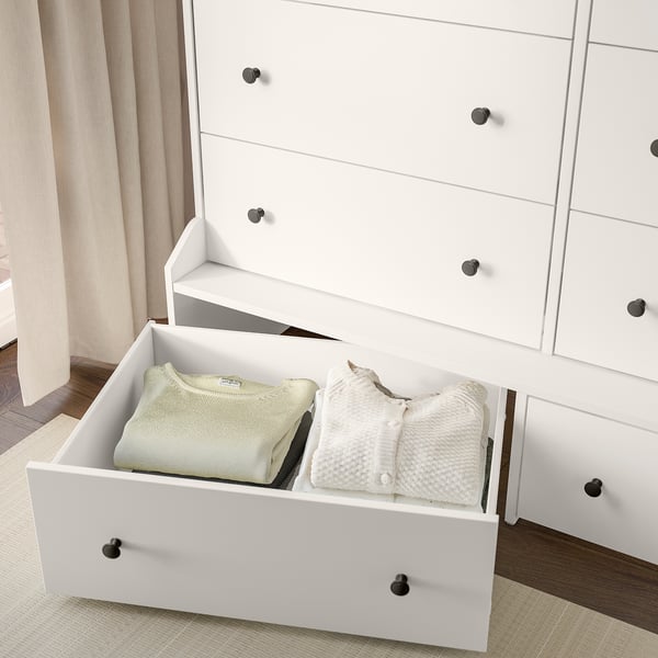 HAUGA Cómoda de 8 cajones, blanco, 138x104 cm