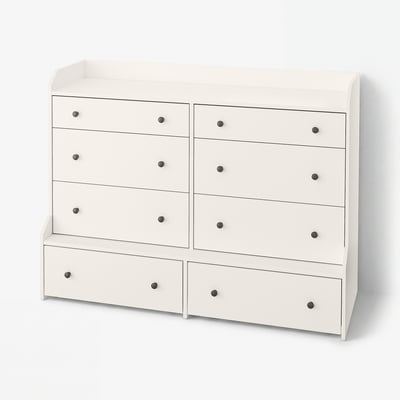 HAUGA Cómoda de 8 cajones, blanco, 138x104 cm