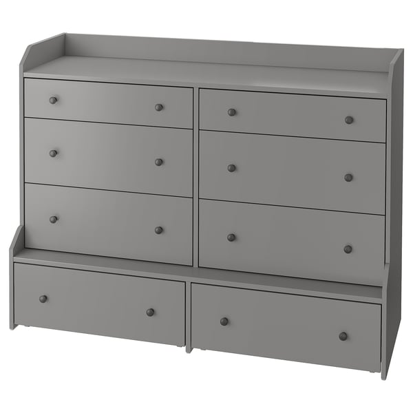 HAUGA Cómoda de 8 cajones, gris, 138x104 cm