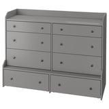 HAUGA Cómoda de 8 cajones, gris, 138x104 cm