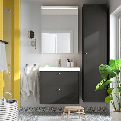 HAVBÄCK Gab alt puerta, gris oscuro, 46x38x196 cm