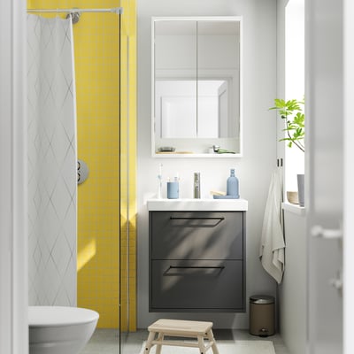 HAVBÄCK Mueble lavabo con cajones, gris oscuro, 61x53x64 cm