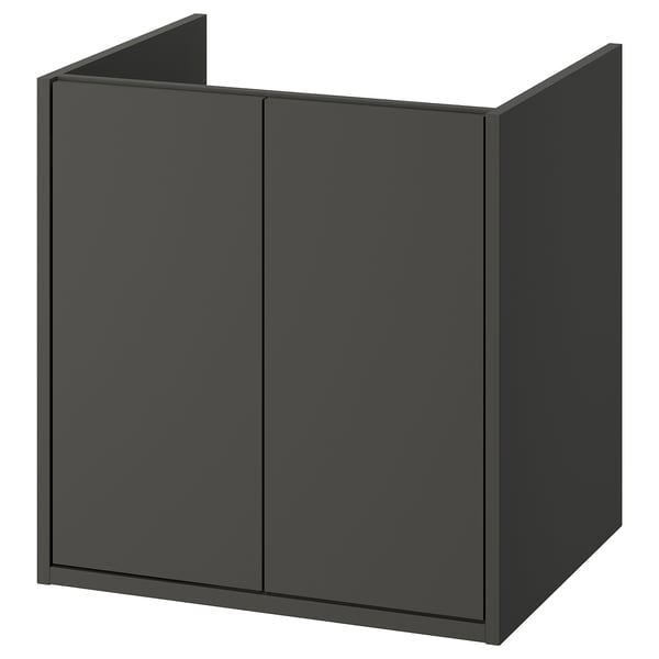 HAVBÄCK Mueble para lavabo con puertas, gris oscuro, 61x53x64 cm