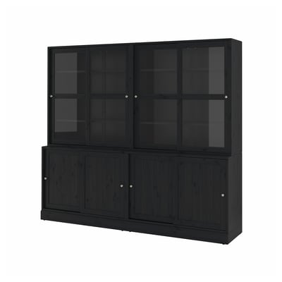HAVSTA Almacenaje con puertas corredizas, negro, 242x47x212 cm