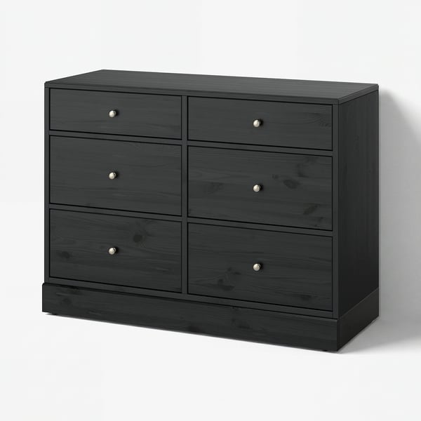 HAVSTA Cómoda de 6 cajones, negro, 121x47x89 cm