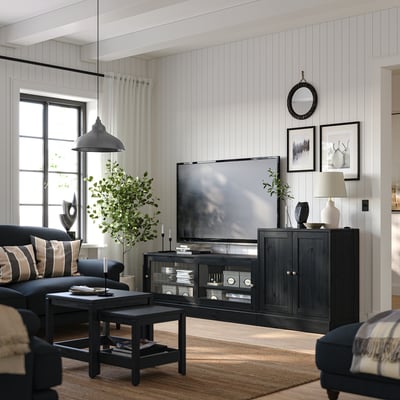 HAVSTA Mueble de TV con almacenaje, negro, 241x47x89 cm