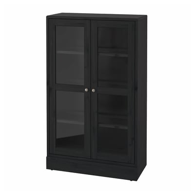 HAVSTA Vitrina con base, negro/vidrio incoloro, 81x37x134 cm
