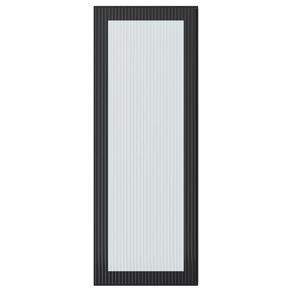 HEJSTA Puerta de vidrio, carbón/vidrio acanalado, 38x102 cm