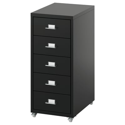 HELMER Cajonera con ruedas, negro, 28x65 cm