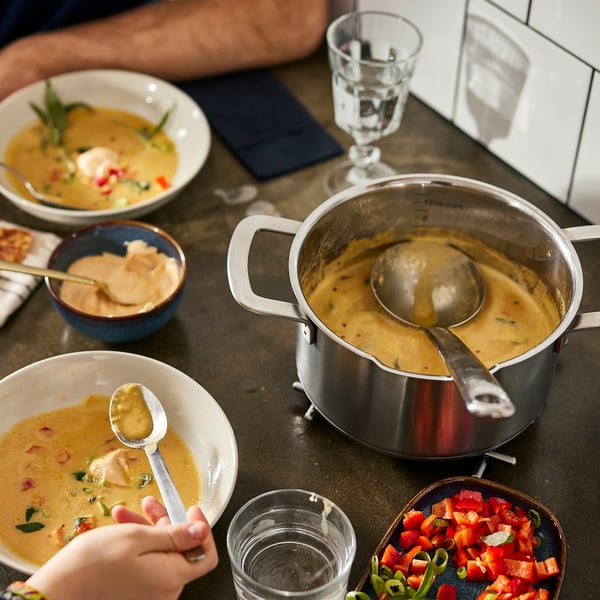HEMKOMST Olla con tapa, ac inox/vidrio, 3 l