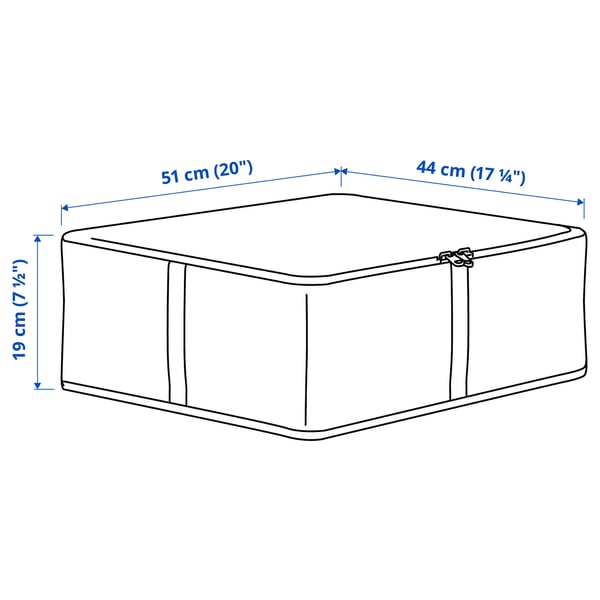 HEMMAFIXARE Caja, Corte rayas/blanco/gris, 44x51x19 cm