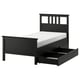 HEMNES Base de cama con 2 cajones, negro-café/Luröy, Individual