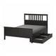 HEMNES Base de cama con 2 cajones, negro-café/Lyngör gris oscuro, King