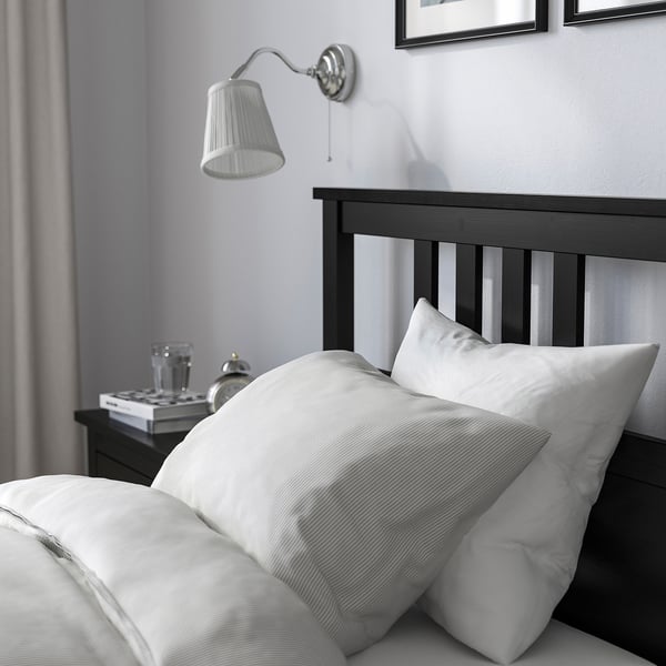 HEMNES Base de cama con 2 cajones, negro-café, Individual