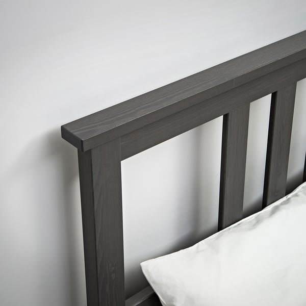 HEMNES Base de cama, gris oscuro tinte/Lyngör gris oscuro, Queen