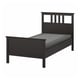 HEMNES Base de cama, negro-café/Lyngör gris oscuro, Individual