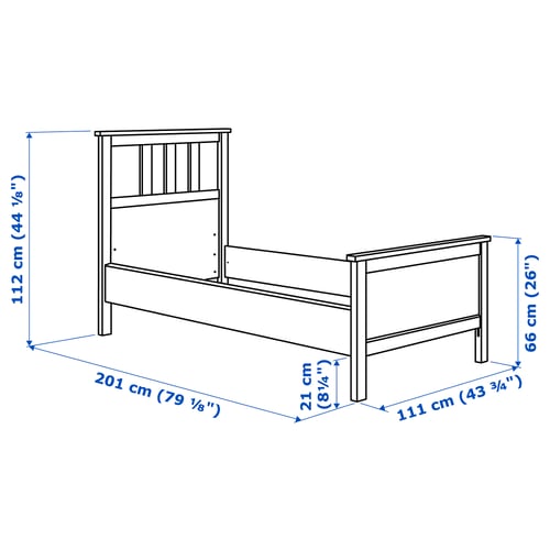 HEMNES Base de cama, negro-café, Individual