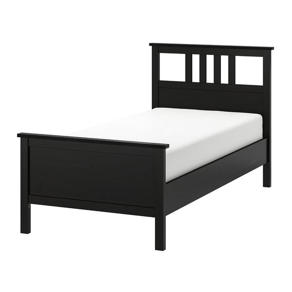 HEMNES Base de cama, negro-café, Individual