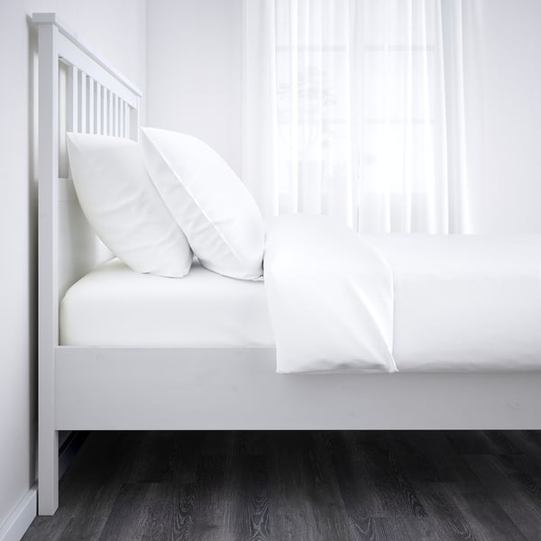 HEMNES Base de cama, tinte blanco/Luröy, Individual