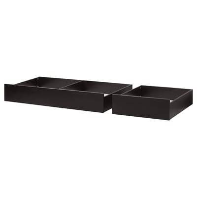 HEMNES Cajón de cama, 2 piezas, negro-café, Individual