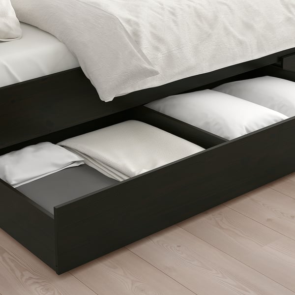 HEMNES Cajón de cama, 2 piezas, negro-café, Individual
