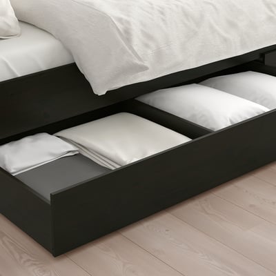 HEMNES Cajón de cama, 2 piezas, negro-café, Individual
