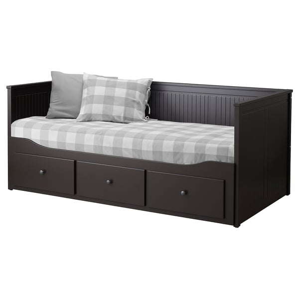 HEMNES Diván-cama, 2 colchones, 3 cajones