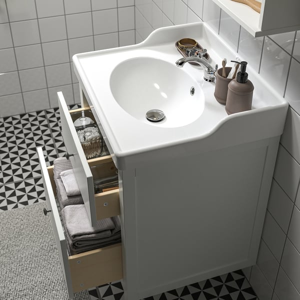 HEMNES / RUTSJÖN Mueble de lavabo con cajones/lavabo