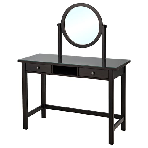 HEMNES Tocador con espejo, negro-café, 110x45 cm