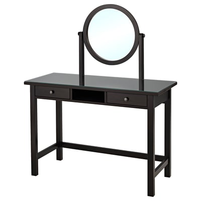 HEMNES Tocador con espejo, negro-café, 110x45 cm