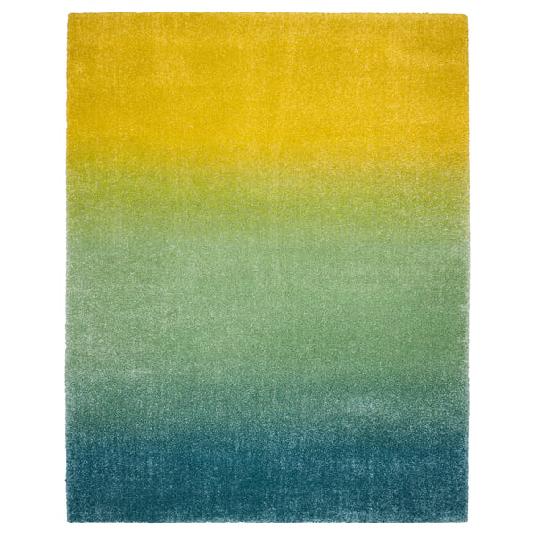 HOTELLRUM Tapete, pelo largo, azul/verde amarillo, 240x300 cm