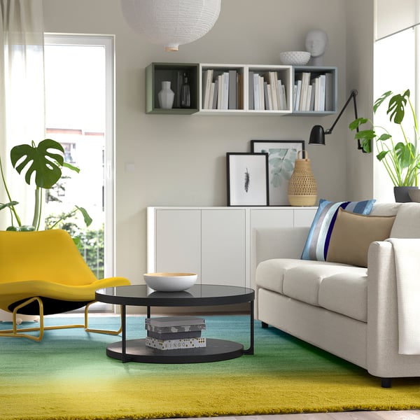 HOTELLRUM Tapete, pelo largo, azul/verde amarillo, 240x300 cm