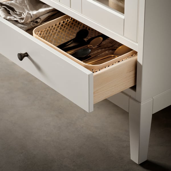 IDANÄS Gabinete c/puertas dobles de vidrio, blanco, 121x50x135 cm