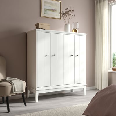 IDANÄS Gabinete con puertas plegables, blanco, 121x135 cm