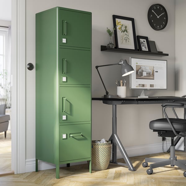 IDÅSEN Gab alto+ puerta +cajón, verde oscuro, 45x172 cm