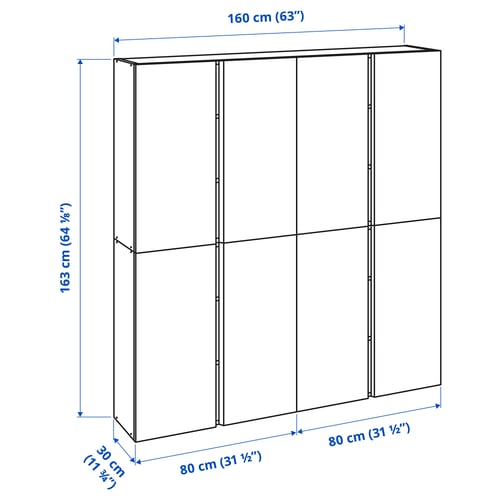 IVAR Gabinete de pared con puertas, pino, 160x30x163 cm