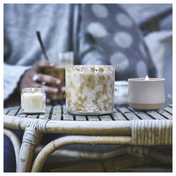 JÄMLIK Vela aromática en vaso, vainilla/beige claro, 12 hr