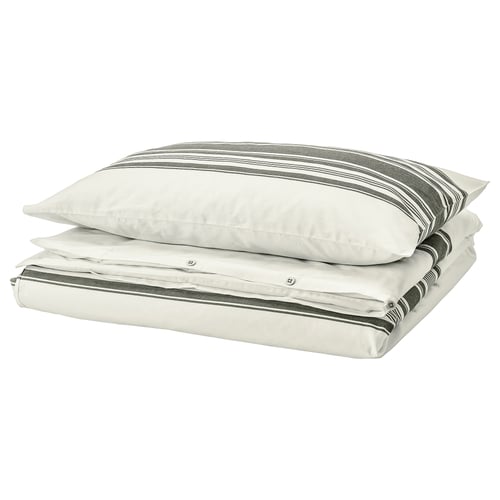 JÄTTEFRÄKEN Funda nórdica +funda(s) de almohada, blanco/gris oscuro, Individual