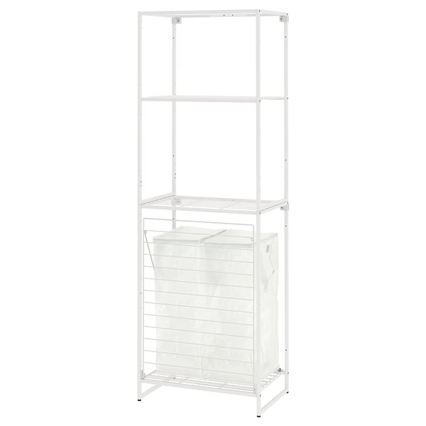 JOSTEIN Estante con bolsas, int/ext alambre/transparente blanco, 61x40/76x180 cm