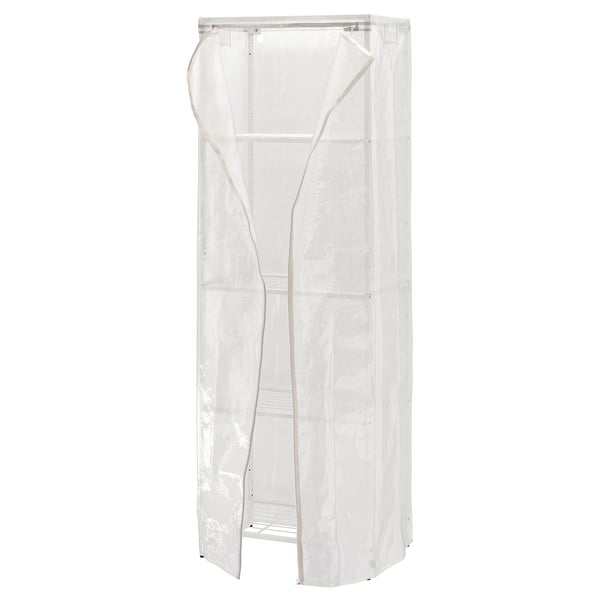 JOSTEIN Estante con funda, int/ext alambre/transparente blanco, 61x41x180 cm