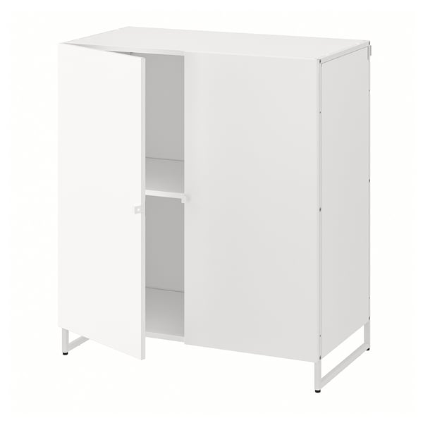 JOSTEIN Estante con puertas, int/ext/blanco, 81x44x90 cm