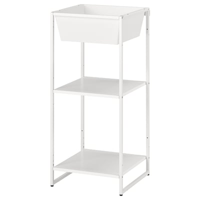 JOSTEIN Estante con recipiente, int/ext/metal blanco, 41x40x90 cm